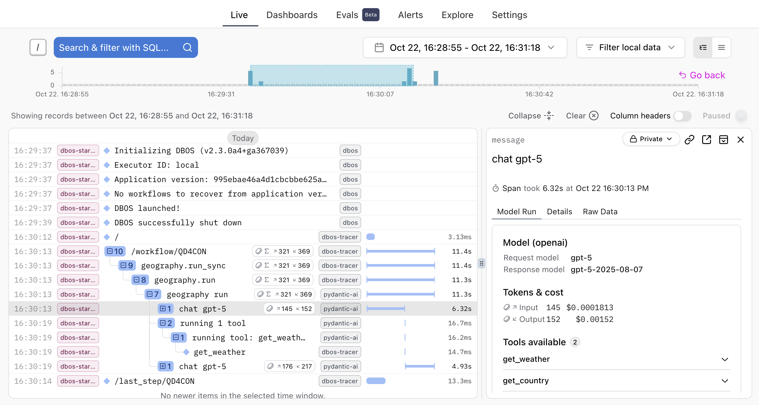 DBOS Agent Logs and Traces on Logfire