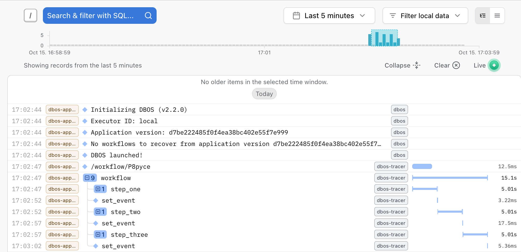 DBOS Logs and Traces on Logfire