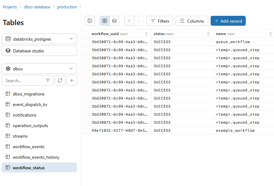 Lakebase Tables Dashboard