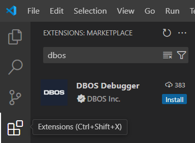 Installing the DBOS Debugger Extension Screenshot